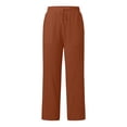 thumbnail image 4 of FengLS Women's Wide-Leg Pants Summer Lightweight Cotton-Linen Long Pants Drawstring Elastic Waist Pants Casual Solid Color Pockets Trousers, 4 of 9