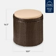 thumbnail image 2 of VibrantEcho Round Wicker Ottoman, Multipurpose Outdoor Furniture for Patio, Backyard, Additional Seating, Footrest, Side Table w/Storage, Removable Cushions – Brown/Beige, 2 of 13