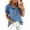 Blue #014, variant on Womens Denim Shirt Puff Sleeve Button Down Ruffle Shirt Y2k Jean Top Summer Dressy Casual Loose Fit Tunic Tops Royal Blue M