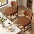 thumbnail image 6 of Hawsaiy Counter Height Bar Stools Set of 2, Mid Century Modern Boucle Barstools with Solid Wood Frame, Upholstered Kitchen Island Stools with Backrest & Footrest, Brown, 6 of 6