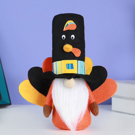 Fall Gnome Thanksgiving Decorations, Set of 1 Turkey Gnomes Plush Tomte Swedish Gnome Dolls, Autumn Harvest Tabletop Decor for Home Table Kitchen