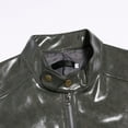thumbnail image 4 of Men's Fashionable Stand Collar Jacket Slim Fit Zip Short Leather Jacket, 4 of 4