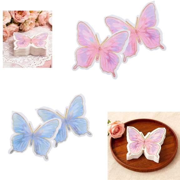 Butterfly Shaped Paper Napkins,Decorative Disposable Cocktail and Beverage Napkins for Wedding,Birthday,Baby Shower,Graduation,Holiday and Party Table Decor,20 Count