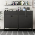 thumbnail image 3 of Elegant Metal Storage Cabinet with Legs, 2 Door Metal Locker Style Accent Storage Cabinet with 2 Adjustable Shelves for Home,Office,Entryway,Black, 3 of 7