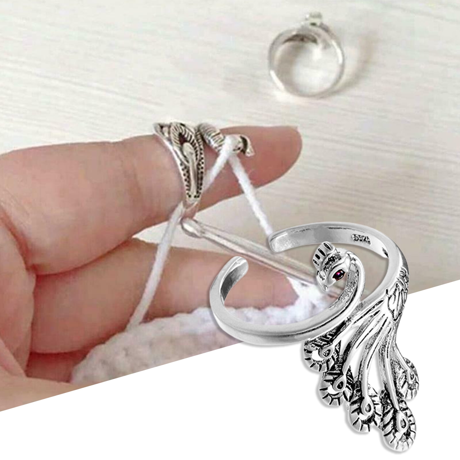 Ring Knitting Tool Fingers Wear Thimble Yarn Adjustable Rings Sewing Accessories 