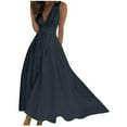 thumbnail image 1 of PENGXIANG Femmes Cocktail Robes Formelles V Cou Taille Haute Chaîne Sans Manches une Ligne Midi Robe pour Parti, 1 of 6