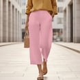 thumbnail image 5 of Fmbrln Ankle Pants for Women Casual Comfy Stretchy Waist Work Pants Summer Fashion Loose Straight Leg Pants with Pockets, 5 of 9