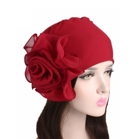 Womens Big Flower Muslim Cancer Chemo Hats Turban Cap Cover Hair Loss Head (Best Hats For Big Heads)
