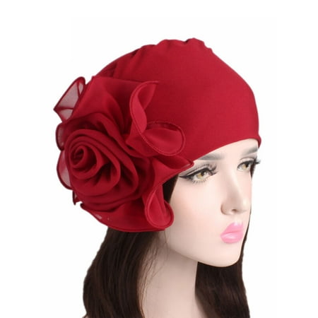 Womens Big Flower Muslim Cancer Chemo Hats Turban Cap Cover Hair Loss Head (Best Laser Cap For Hair Loss)