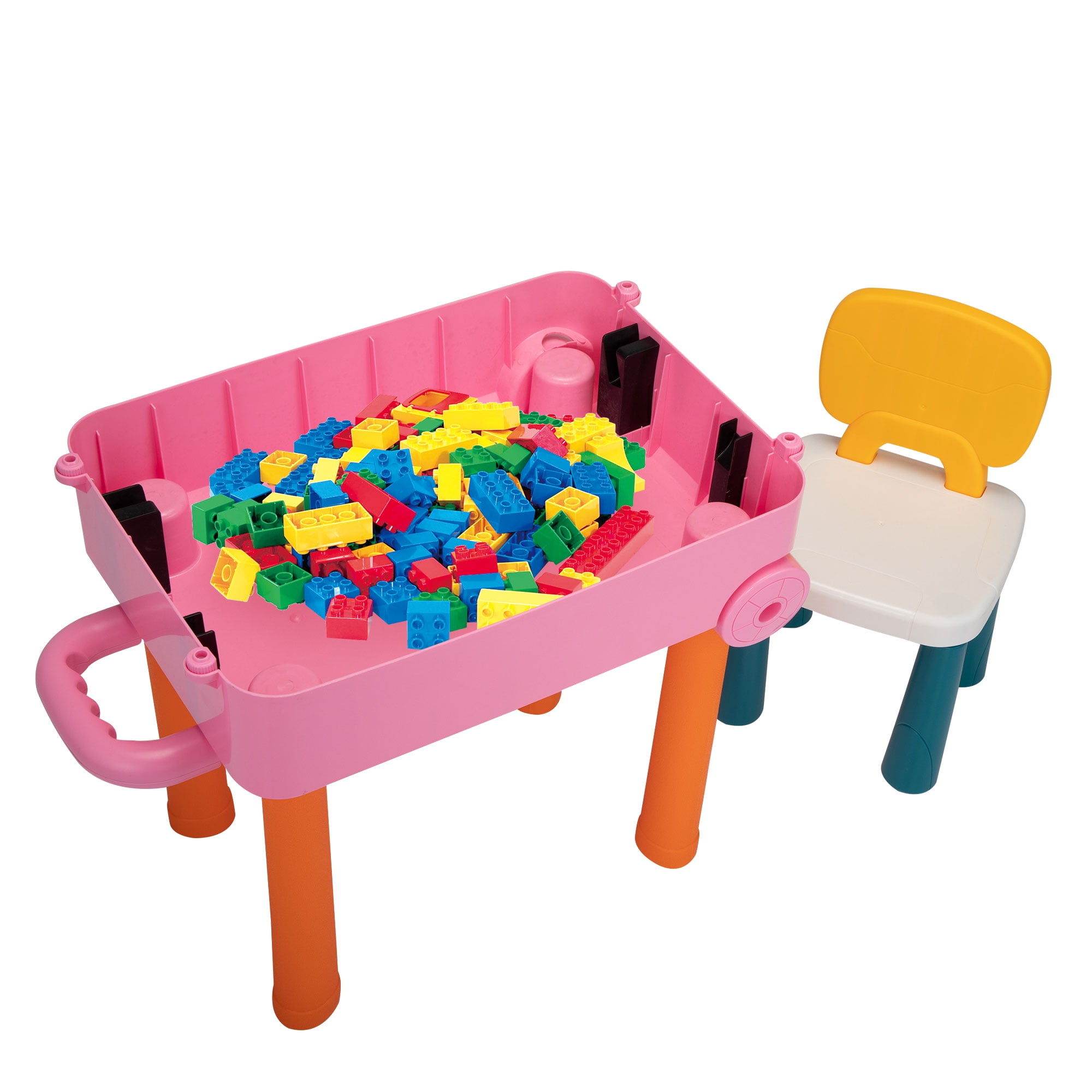 Lowestbest Kid Activity Table & Chair Set, Building Blocks Table for Toddler 3-10 Year Old, Pink Lowestbest Kid Activity Table & Chair Set, Building Blocks Table for Toddler 3-10 Year Old, Pink