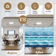 thumbnail image 5 of Summer Coastal Window Privacy Film Abstract Ocean Wave Blue Teal Stripes Decorative Glass Window Film UV Blocking Static Cling Non-Adhesive Sticker Covering for Home Door 23.6 x 59 inches, 5 of 7