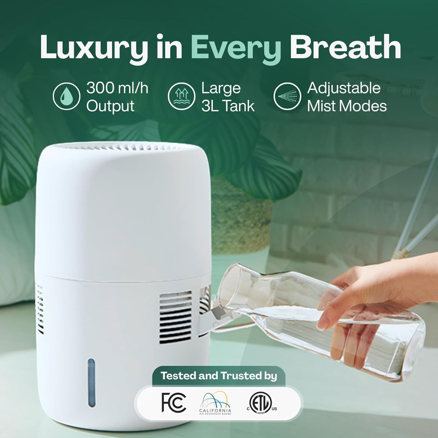 Evaporative Humidifier with App Control & 3L – Mist-, No White Dust – Quiet Operation for Better Sleep