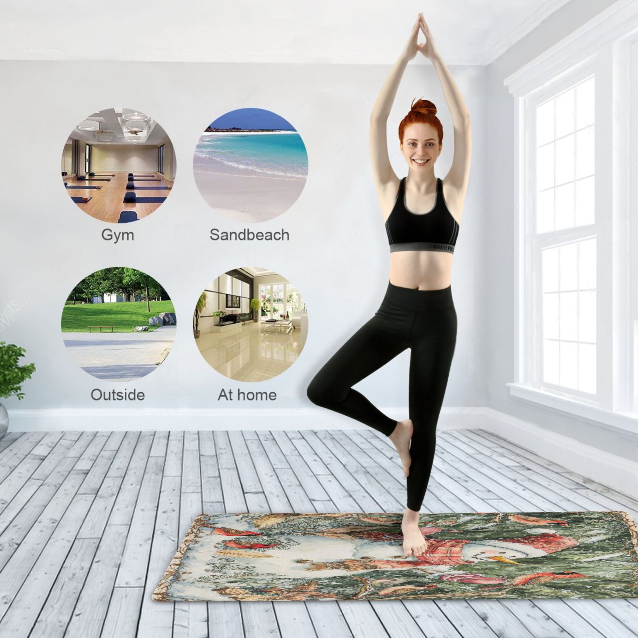 BZSMCE Yoga Mat Women Whimsical Snowman Painting Fitness Mat