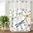 thumbnail image 3 of Dragonfly No Hook Shower Curtain Waterproof, Bathroom Curtains with Snap in Liners and See Through Top Window, Watercolor Colorful Nature Painting Art Hotel Style Bathtub Curtains Shower 48"Wx72"L, 3 of 8