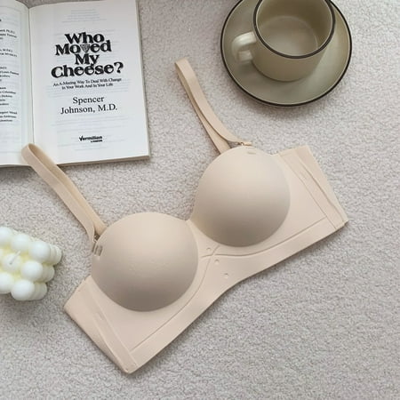 Pavied Minimizer Bras Feelingirl Bra Wireless Bras Women s Half Cup Seamless Detachable Strapless Bra For Women With Small Chest Enhancement And No Ring Seamless Bras Womens Bras Khaki L