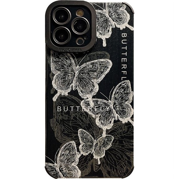 Retro Butterfly Leather Case For IPhone 15 Pro Max Luxury Silicone Shockproof Cover