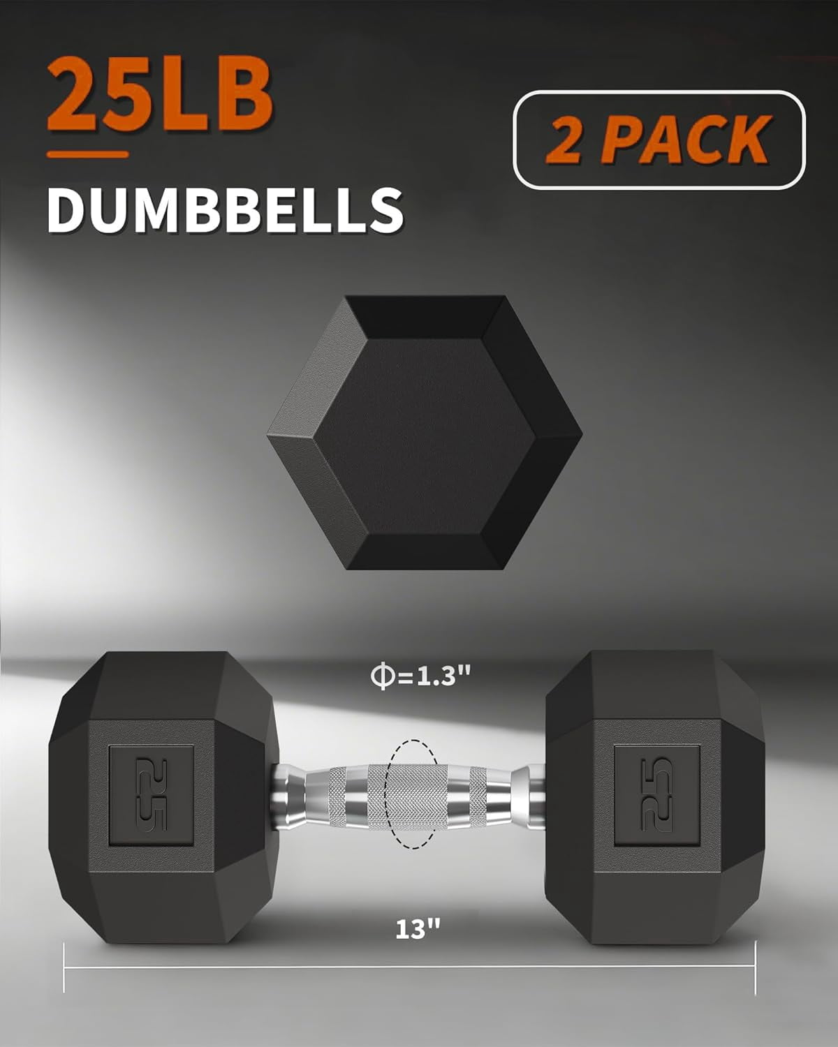 Superior Hex Dumbbell Set of 2 – 5-50 lb Options – PVC or Rubber Coated Hand Weights for Home Gym – Non-Slip, Anti-Roll Design – Cast Iron Core Strength Training Equipment for Men & Women – Black