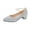 Silver, variant on Women's Mid Heel Glitter Round Toe Dress Shoes with Lace Front Slip On Design for Work and Everyday Social Occasions