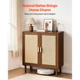 thumbnail image 2 of KFFKFF Armoire en Rotin, Armoire de Rangement en Rotin avec 2 Portes Magnétiques et Tablettes Ajustables, Buffet d'Appoint avec Pattes en Bois et Trou pour Cordon d'Alimentation pour Couloir, Kaki, 2 of 9