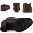 thumbnail image 3 of Unique Bargains Women's Platform Chunky Heels Chelsea Boots Coffee 8.5, 3 of 6
