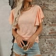 thumbnail image 7 of Blczomt Ruffle Sleeve Spring Tops for Women 2025 Dressy Shirt Orange Plain Summer Trendy Womens Shirts Casual, 7 of 7