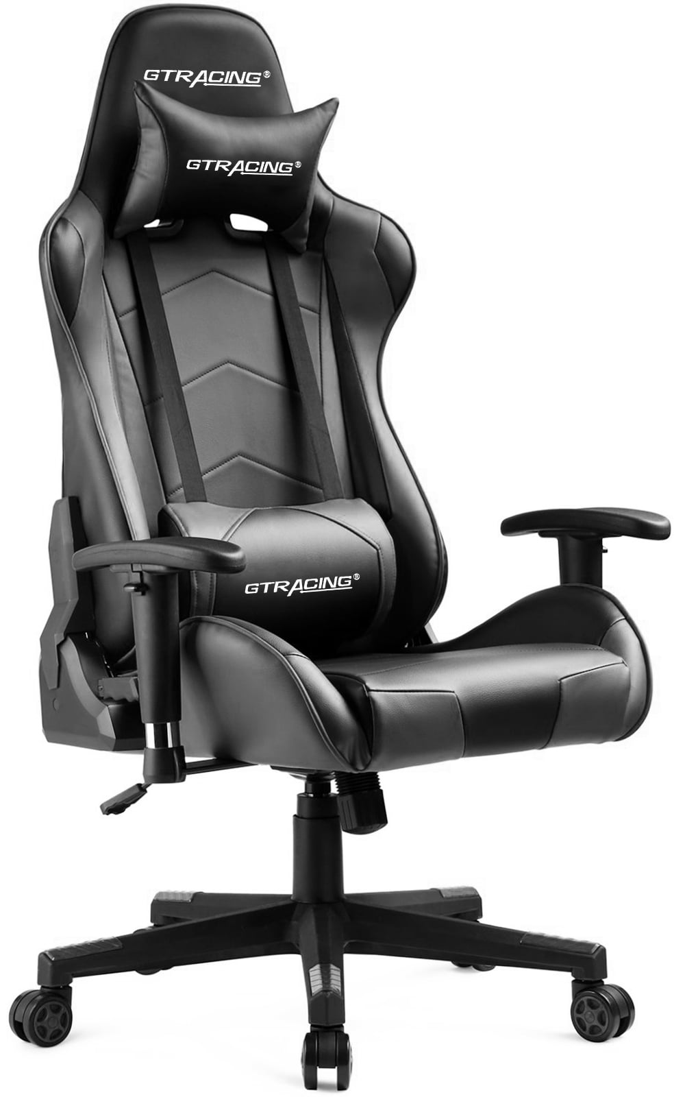 GTRACING GTPLAYER Gaming Chair Office Chair PU Leather with Adjustable Headrest and Lumbar Pillow, Gray