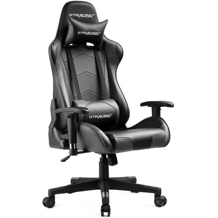 Condition photo showing New/Like New for GTRACING Gaming Chair with Footrest PU Leather Office Chair with Adjustable Headrest, Gray