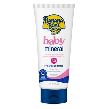 Banana Boat Baby Mineral Sunscreen Lotion SPF 50, 100% Mineral Sunscreen, Baby Sunblock, 6 fl oz