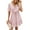 02 Floral Pink, variant on Women's Summer Dresses Casual Short Sleeve V Neck Ruffle Leopard Print High Waist Flowy Mini Dress with Belt S,Floral Pink