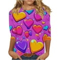 thumbnail image 2 of Yteetum Valentines 3/4 Sleeve Tops for Women Oversized Crewneck Valentine's Day Graphic Printed Short Sleeve T Shirt Womens Casual Round Neck Loose Comfy Loves Heart Print Three Quarter Sleeve Shirts, 2 of 6