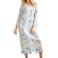 thumbnail image 4 of Hanerdun Women Nightgowns Female Long Sleeve Floral Sleep Dresses Beige 2XL, 4 of 5