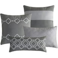 thumbnail image 3 of Sapphire Home Luxury 7 Piece Full/Queen Comforter Set with Shams Cushions, Modern Bright Elegant Artistic Geometrical Shapes in Gray/Light Gray White Print, Bed Cover Bed in a Bag22127V, Queen, 3 of 4