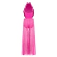 thumbnail image 4 of Eandarui Kids Girls Lyrical Dance Outfit Wide Leg Jumpsuit Sparkly Rhinestone Jazz Ballet Gymnastics Leotard Dress Hot Pink 16, 4 of 5