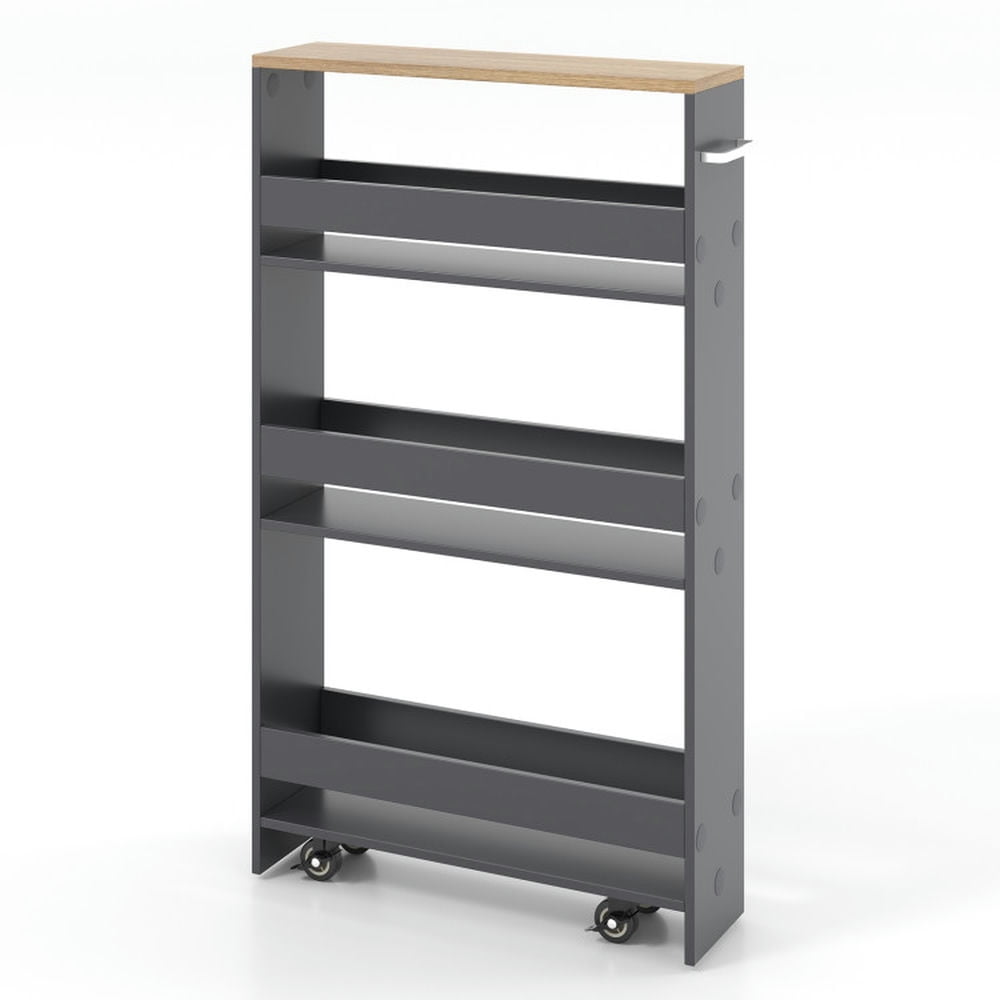 Finihen Rolling Cart, Kitchen Island Cart, Rolling Kitchen Slim Storage Cart Mobile Shelving Organizer with Handle, for Kitchen, Dining Room, Gray Finihen Rolling Cart, Kitchen Island Cart, Rolling Kitchen Slim Storage Cart Mobile Shelving Organizer with Handle, for Kitchen, Dining Room, Gray
