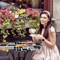 thumbnail image 4 of Elastic Fitted Round Tablecloth, Burnt Orange Black Geometric Waterproof Stretch Table Cover for 55"-60" Tables, Modern Color Block Abstract Washable Outdoor Tablecloths for Patio, Picnic, Camping, 4 of 9
