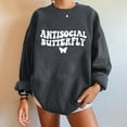 thumbnail image 4 of IROINNID Discount Womens Winter Clothes Pullover Hoodies Letter Print Loose Round neck Long-Sleeved Fleece Oversized Sweatshirt,Dark Gray, 4 of 9