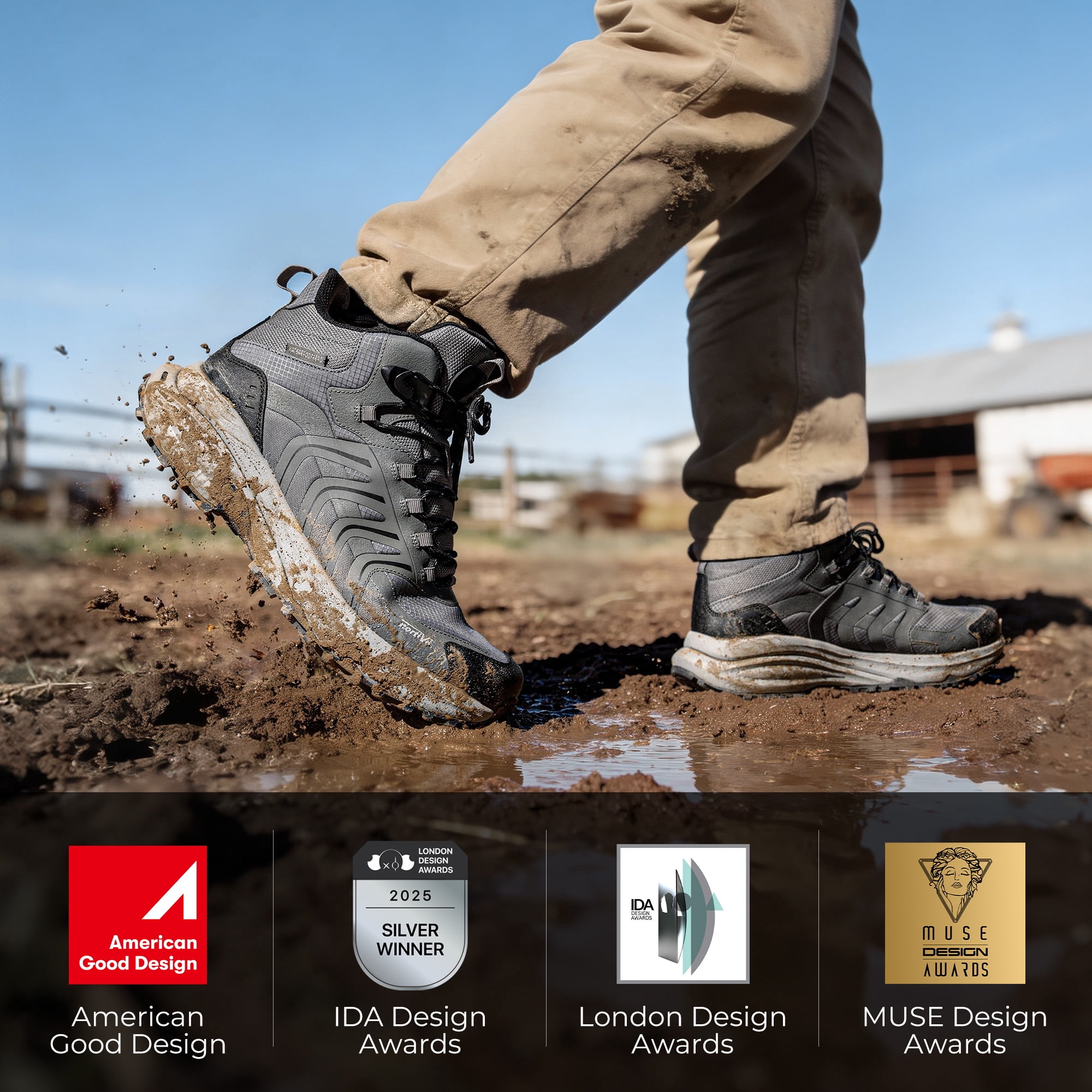 NORTIV 8 Men's Waterproof PRO Hiking Boots Lightweight Outdoor Trekking Camping Climbing Shoes for All Day Comfort Armadillo FieldLite