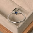 thumbnail image 2 of sapphire ring, princess cut sapphire,silver, solitaire ring, prong setting, September birthstone, 2 of 3