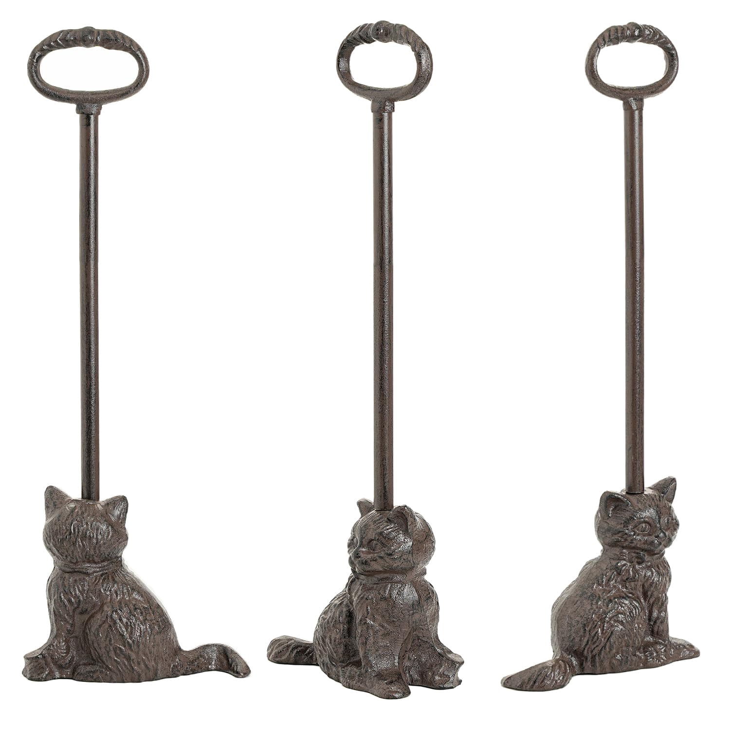 Sungmor Portable Door Stopper Wedge, 21.6" Tall Lovely Cat Door Holder, Cast Iron Heavy Duty Animal Statue Door Stops with Handle, Antique Style Decorative Ornaments for Home or Yard