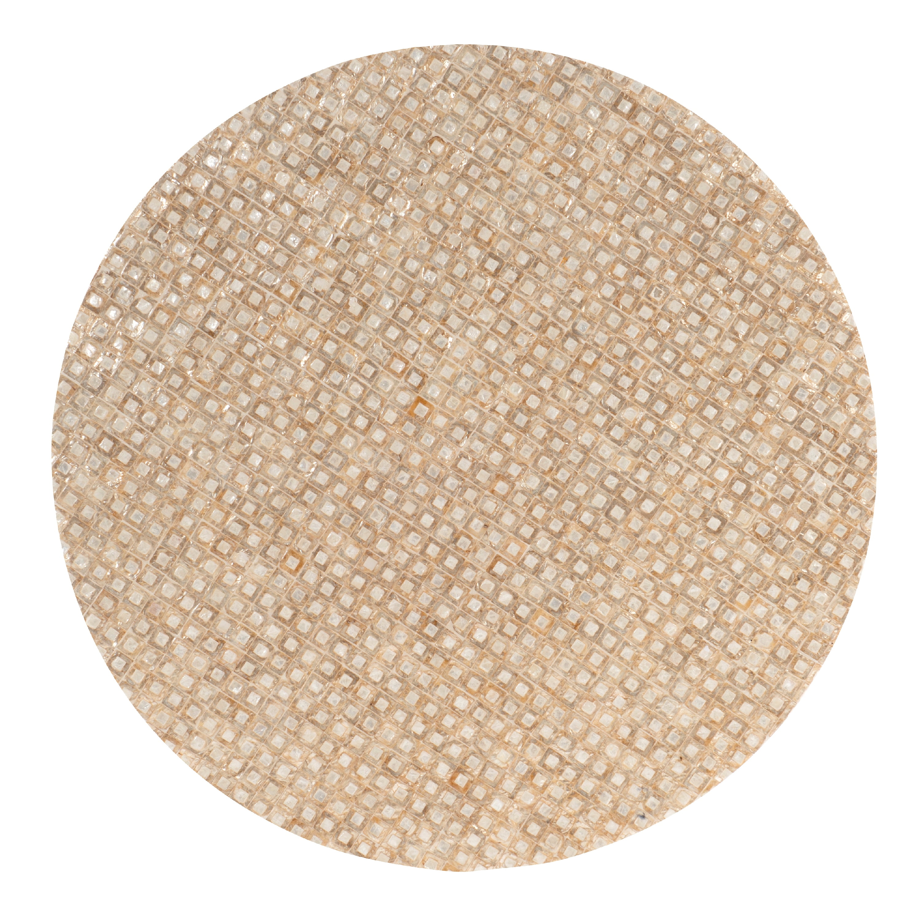 Linon Pomona Round Drum Coffee Table, Gold and Ivory Capiz Shell Finish