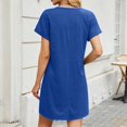 thumbnail image 5 of WTXUE Short Sleeve, Women Summer Dress V Neck Loose Knit Pockets Beach Midi Casual Dress, Women'S Nightgowns & Sleepshirts, Nightgowns & Sleepshirts (Blue, M), 5 of 10
