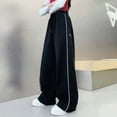 thumbnail image 3 of FINALGANG Boys Kids Elastic Waist Wide Leg Sweatpants With Side Stripe Drawstring Closure Soft Breathable Pants For Toddlers Sports Training Daily Playtime Casual Outings Classic Trousers, 3 of 4