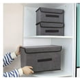 thumbnail image 6 of Topboutique 3 Pack Foldable Storage Boxes with Lids, Collapsible Storage Bin with Handle, Foldable Fabric Storage Cubes，Fabric Storage Basket Organiser Box for Wardrobe, Closet, Shelf, Office (Grey), 6 of 7