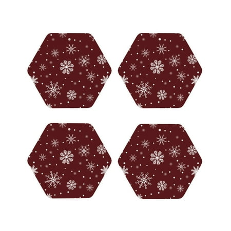 

Tideii Romantic white snowflakes for Leather Coasters 4 Pieces Anti-fouling and Anti-scalding Decorative Coasters Suitable for Restaurants Kitchens Coffee Shops-Hexagon