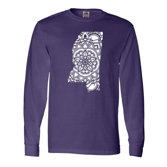 Inktastic Mississippi Silhouette Mandala Long Sleeve T-Shirt