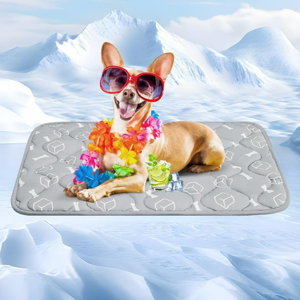 Tapete Frio para Perros/Gatos, 75*50CM Ultra Grueso Tapete Refrescante para Perro, 4D tapete Fresco para Perro con Tecnología Reduce 3-5°C, Antideslizante y Lavable en Lavadora,Gris