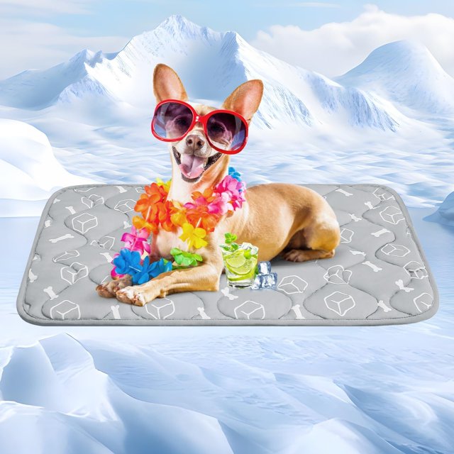 Tapete Frio para Perros/Gatos, 75*50CM Ultra Grueso Tapete Refrescante para Perro, 4D tapete Fresco para Perro con Tecnología Reduce 3-5°C, Antideslizante y Lavable en Lavadora,Gris