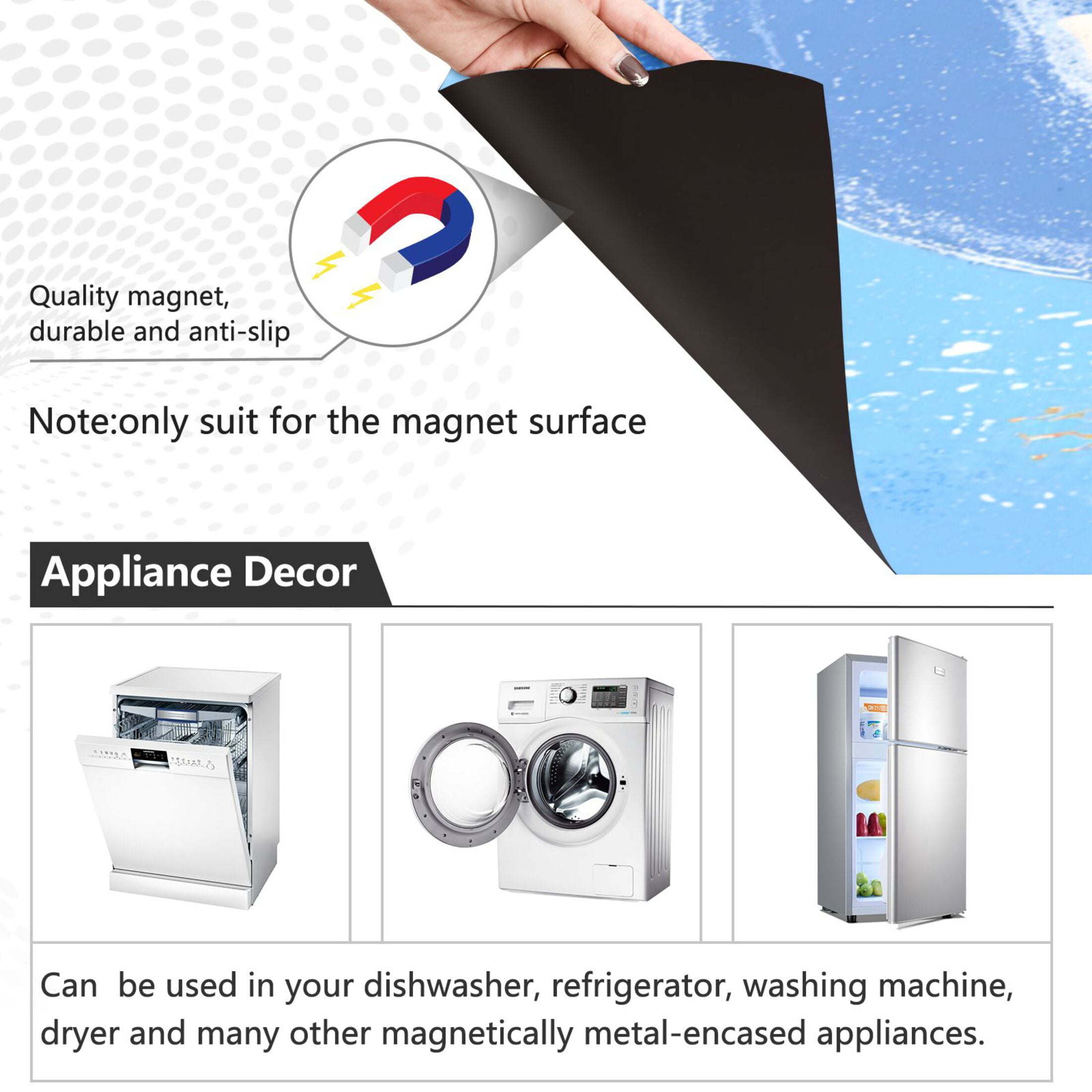 Dishwasher Magnetic Refrigerator Magnet Cover Sticker Home Decorative 23"x26" Two Dolphins Jumping Pattern