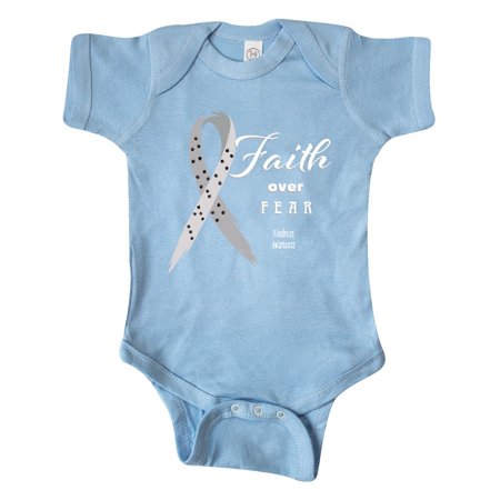 

Inktastic Faith Over Fear Blindness Awareness with Ribbon Gift Baby Boy or Baby Girl Bodysuit