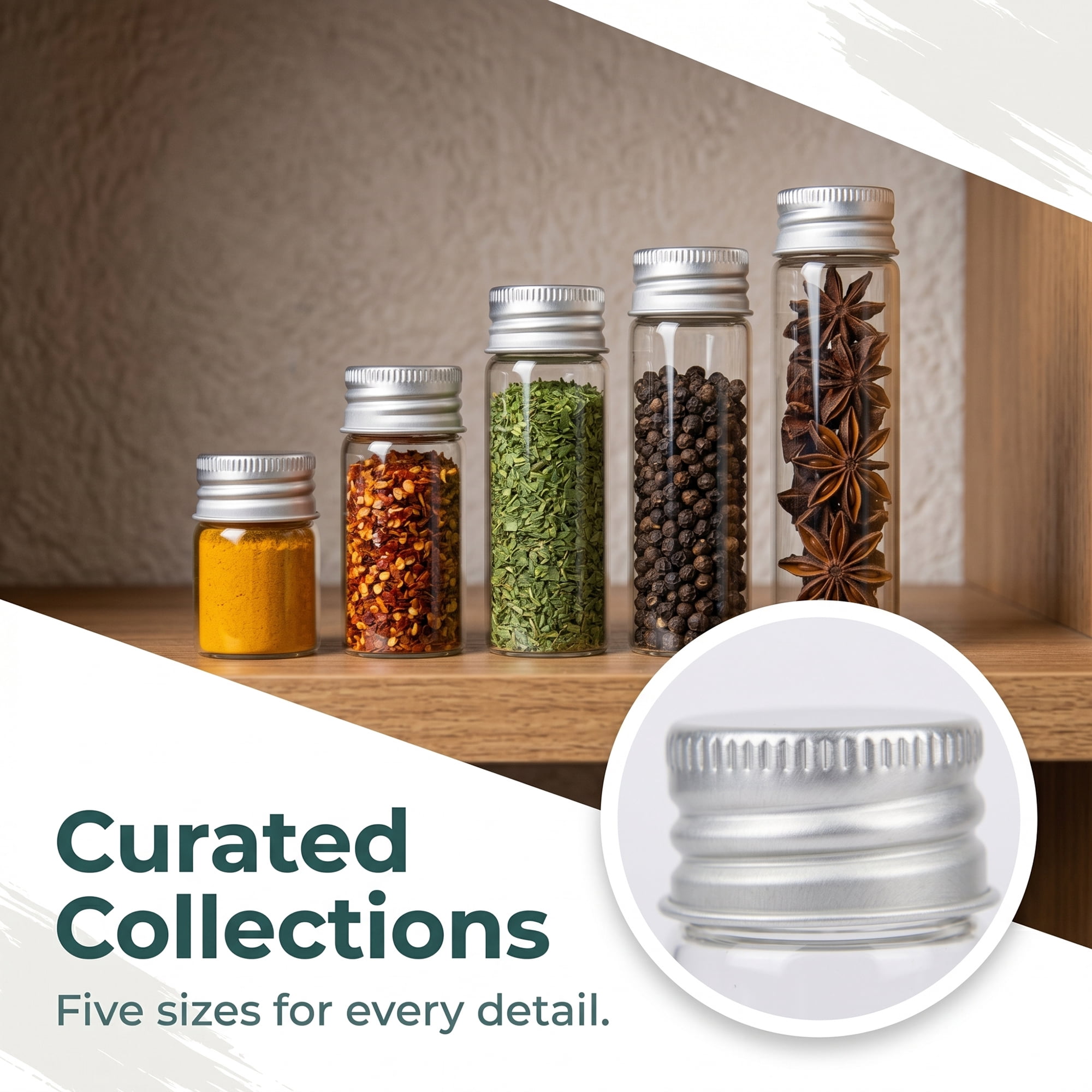 Unique Bargains 5Pcs Assorted Mini Glass Bottles with Cork Stoppers Silver1" x1"x 4"